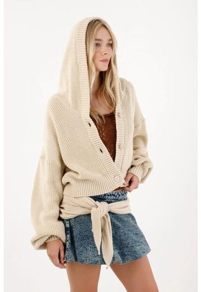 Tennis Buzo Tejido Con Capucha Crudo Para Mujer