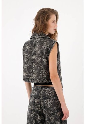 Tennis Chaleco Corto Tipo Blazer Algodón En Negro Para Mujer