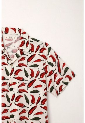Tennis Camisa Tipo Bowling Con Estampado De Chiles Para Hombre