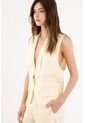 Tennis Chaleco Fit Relajado Con Solapa Amplia En Lino Beige Para Mujer de Tennis