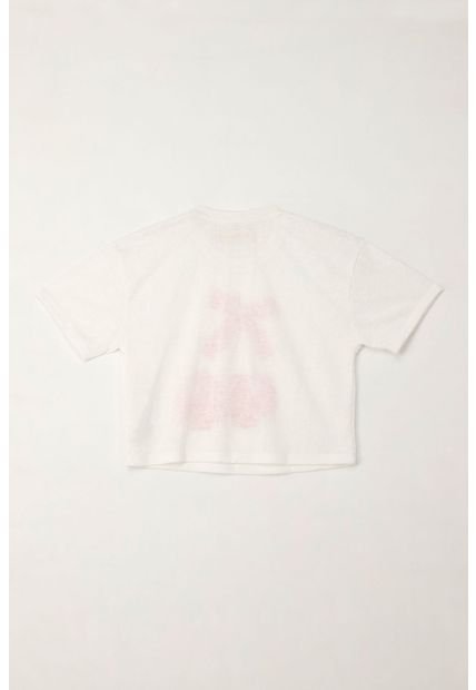 Camiseta Básica Con Estampado De Cerezas Crudo Para Niña