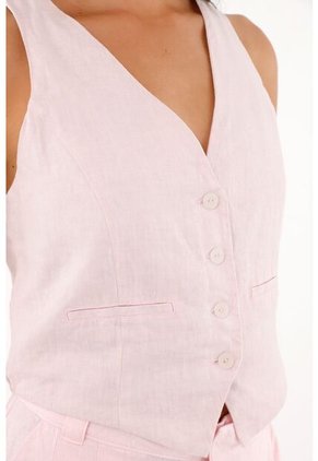 Chaleco Con Bolsillos De Ribete Decorativos Para Mujer