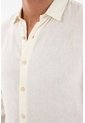 Tennis Camisa En 100% Lino Manga Larga Crudo Con Detalle Fruncido Para Hombre de Tennis