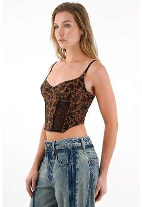 Tennis Corsé Con Estampado Animal Print Y Encaje Para Mujer