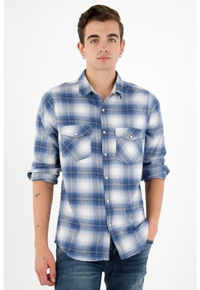 Tennis Camisa Tipo Leñadora Azul Para Hombre
