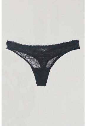 Tennis Panty Tipo Tango Encaje Negro Para Mujer