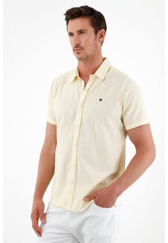 Camisa Amarilla Cuello Clásico Para Hombre Tennis