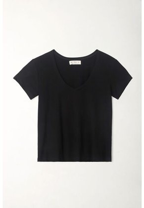 Tennis Camiseta Negra Cuello V Para Mujer