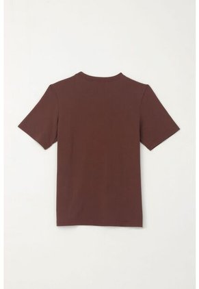 Camiseta Básica Con Raqueta Bordada Café Para Niño