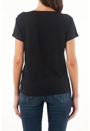 Tennis Camiseta Negra Cuello V Para Mujer