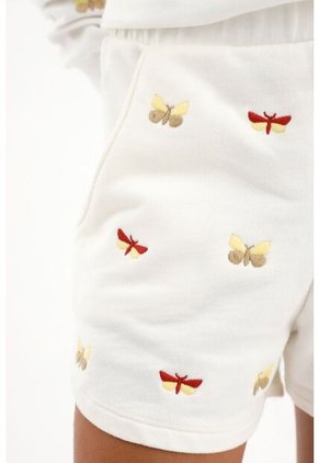 Bermuda Crudo Con Bordado De Mariposas Para Niña