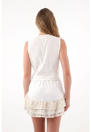 Chaleco Con Escote En V Crudo Para Mujer