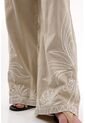 Pantalón Wide Leg Bordado Crudo Para Mujer de Tennis