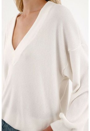 Tennis Buzo En Tela Acanalada Crudo Para Mujer