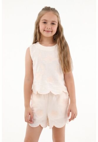 Camisa Crudo Con Bordados De Flores Para Niña Tennis