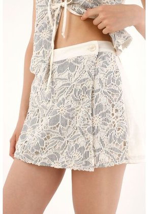 Tennis Falda Corta Con Diseño De Rayas Y Flores Para Mujer