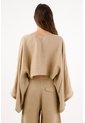 Tennis Camisa Cropped Suelta Con Mangas Tipo Kimono En Lino Beige Para Mujer de Tennis