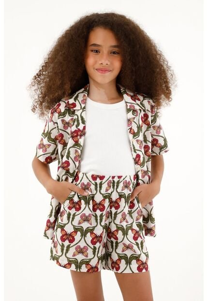 Bermuda Con Estampado De Mariposas Para Niña