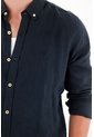 Tennis Camisa En 100% Lino Manga Larga Azul Con Acabado Suave Para Hombre de Tennis
