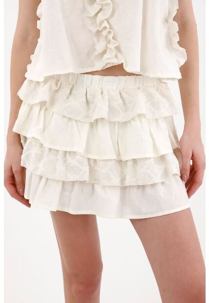 Tennis Falda Corta Con Boleros Crudo Para Mujer