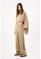 Tennis Pantalón Pierna Ancha Con Caída Fluida En Lino Beige Para Mujer de Tennis