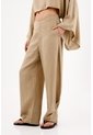 Tennis Pantalón Pierna Ancha Con Caída Fluida En Lino Beige Para Mujer de Tennis