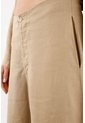 Tennis Pantalón Pierna Ancha Con Caída Fluida En Lino Beige Para Mujer de Tennis