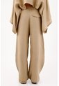 Tennis Pantalón Pierna Ancha Con Caída Fluida En Lino Beige Para Mujer de Tennis