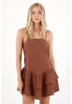 Tennis Vestido Corto Con Boleros Café Para Mujer