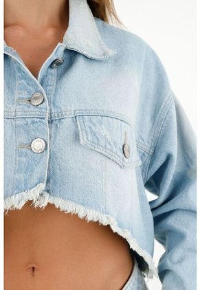 Tennis Chaqueta Crop Azul Para Mujer