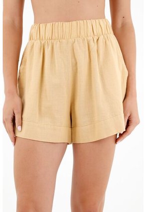 Tennis Bermuda Café Con Pretina Elástica Para Mujer