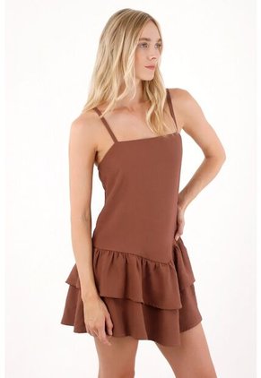 Tennis Vestido Corto Con Boleros Café Para Mujer