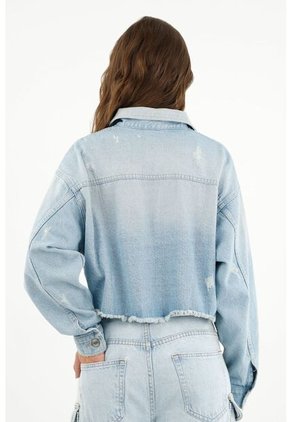 Tennis Chaqueta Crop Azul Para Mujer