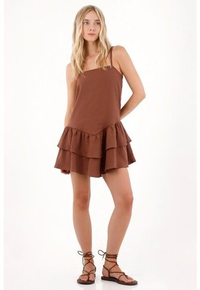 Tennis Vestido Corto Con Boleros Café Para Mujer