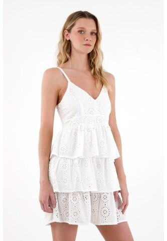 Tennis Vestido Blanco En Ojalillo Para Mujer Tennis