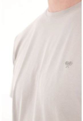 Tennis Camiseta Con Raqueta Estampada Gris Para Hombre