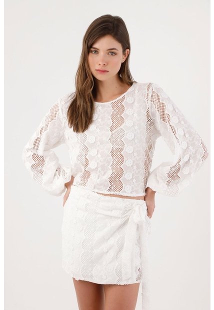 Tennis Falda Mini Con Lazo Lateral En Algodón Blanco Para Mujer