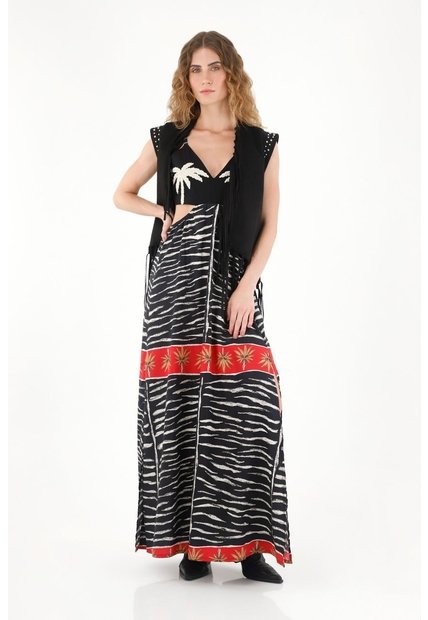 Tennis Vestido Largo Estampado Cut Out Para Mujer