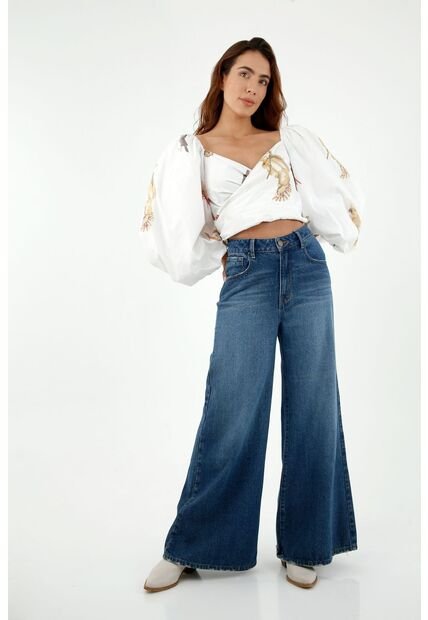 Jean De Mujer, Silueta Amplia Wide Leg Tiro Alto, Tono Oscuro - Compra  Ahora | Dafiti Colombia