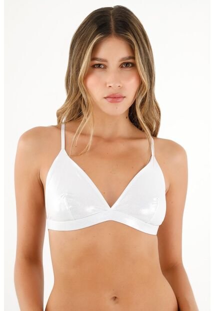 Tennis Top Con Efecto Metalizado Blanco Para Mujer