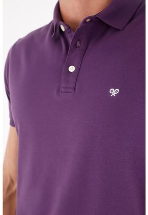 Tennis Polo Slim Fit Morado Licra Para Hombre