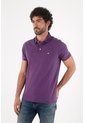 Tennis Polo Slim Fit Morado Licra Para Hombre de Tennis