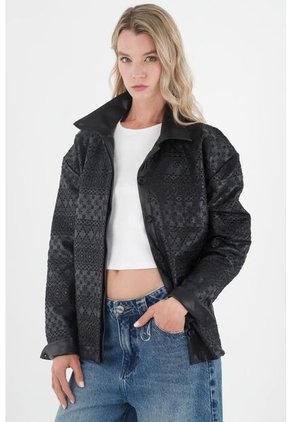 Tennis Chaqueta Negra Tipo Camisa Para Mujer