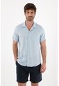 Tennis Camisa Tipo Bowling En Lino Azul Para Hombre de Tennis