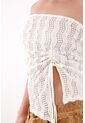 Tennis Camiseta Strapless En Tela Tejida Crudo Para Mujer de Tennis