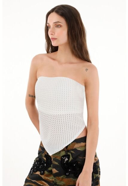 Tennis Camiseta Strapless Con Transparencia Para Mujer