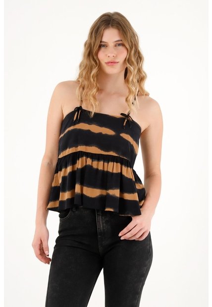 Tennis Camisa De Tiras Con Estampado Tie Dye Para Mujer