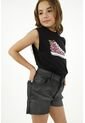 Bermuda Negra Con Efecto Encerado Para Niña de Tennis