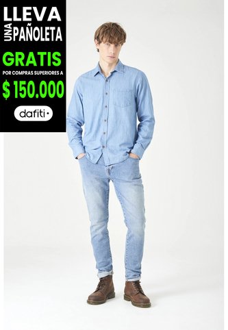 Tennis Camisa Manga Larga Corte Recto Con Botones Contrastados En Algodón Azul Claro Para Hombre Tennis