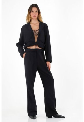 Tennis Chaqueta Con Sesgo En Ruedo Negra Para Mujer